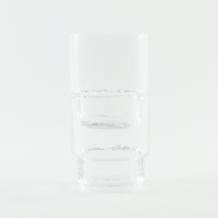 Modern, big, stackable handmade clear drinking glasses