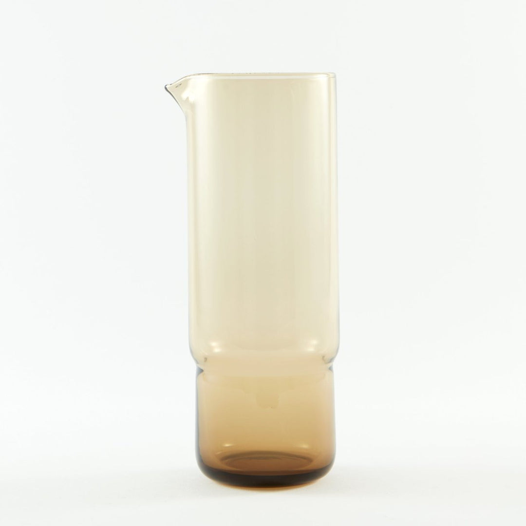 1 litre cylindrical minimalistic handmade water glass carafe in brown