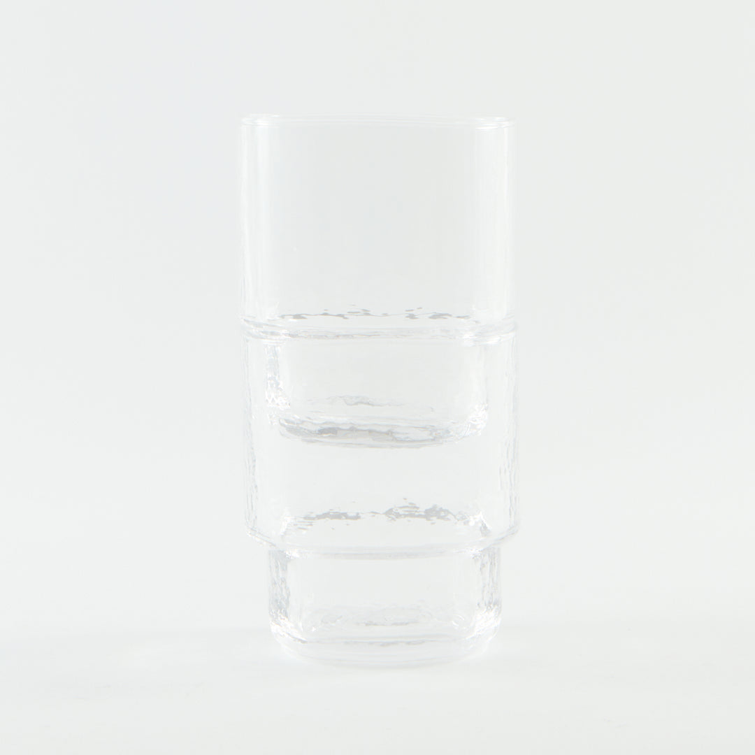 Modern, big, stackable handmade clear drinking glasses