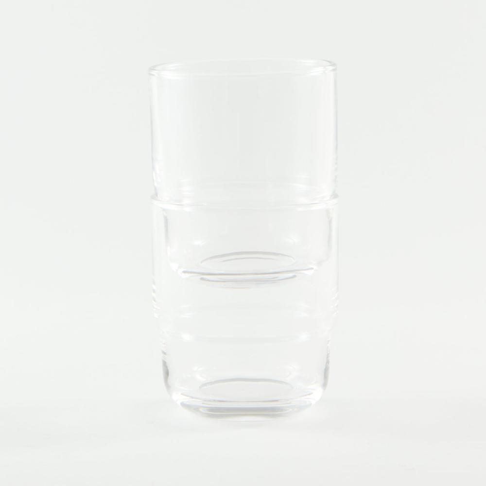 Set of 2 round stackable minimalistic clear drinking glasses