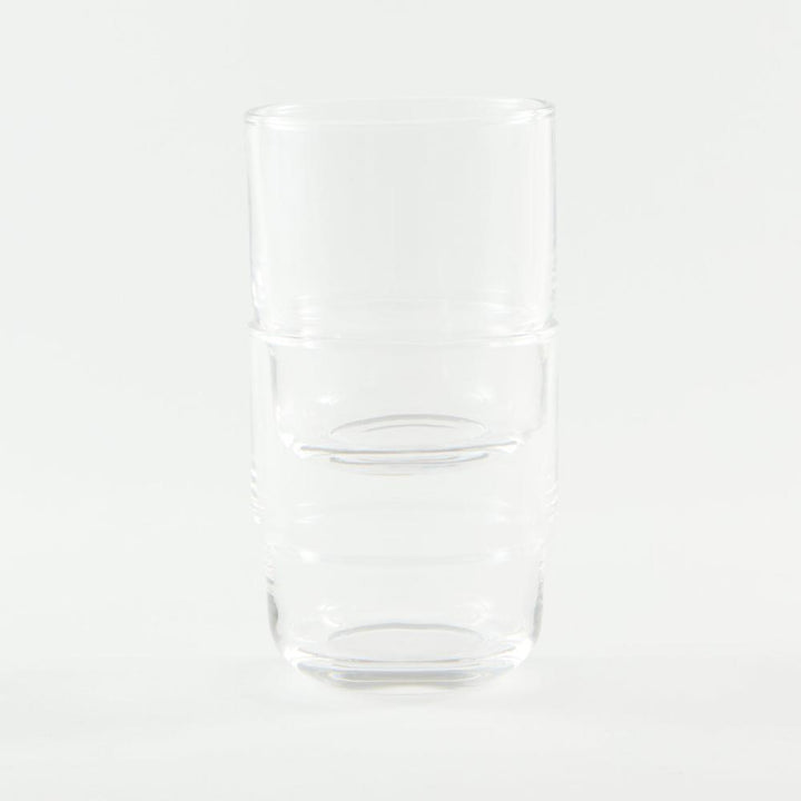 Set of 2 round stackable minimalistic clear drinking glasses